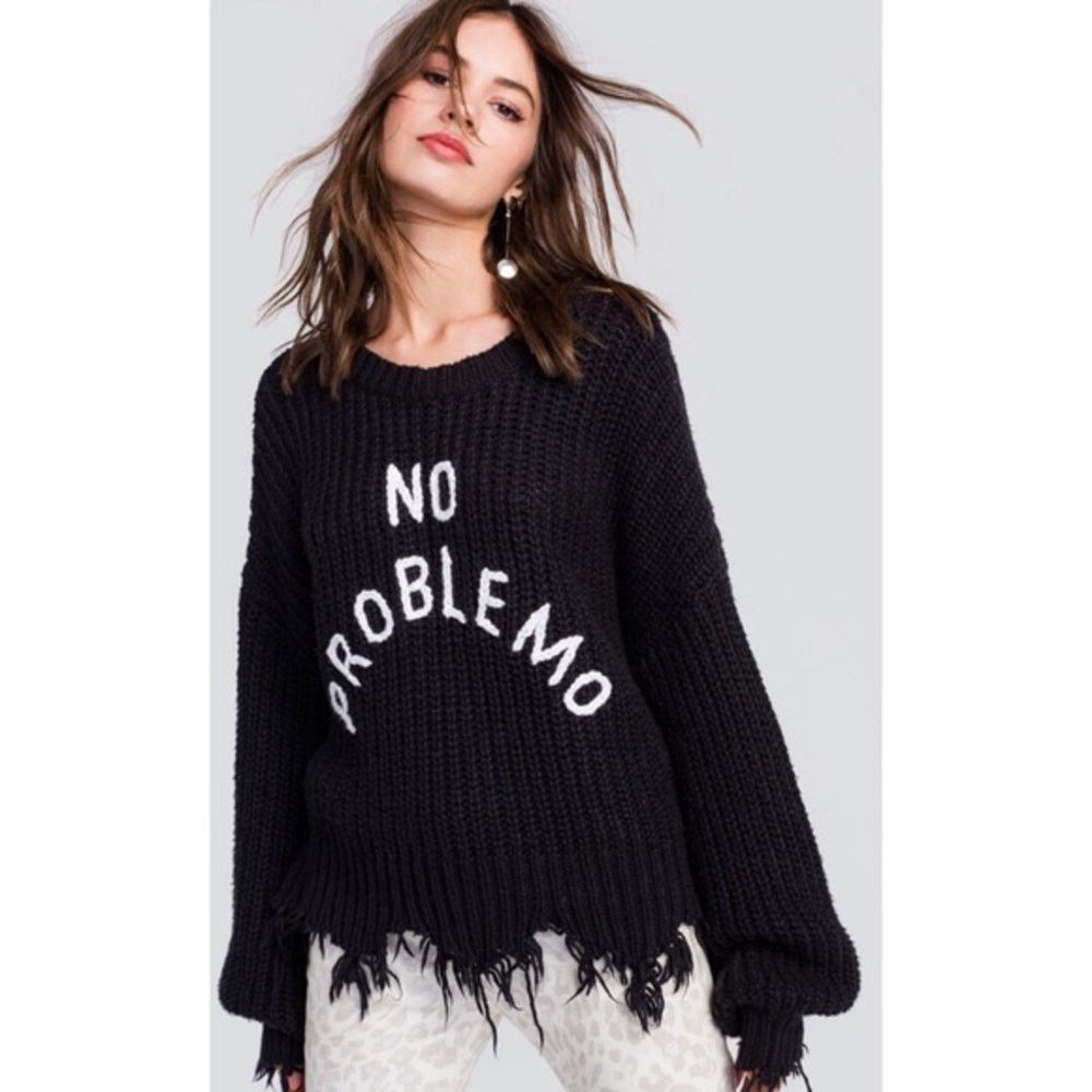 Wildfox No Problemo black knit sweater